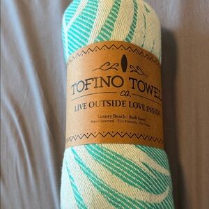 Aqua and White Beach Towel